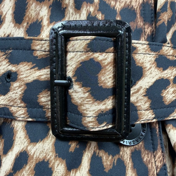 BCBGMaxazria Trench Coat Leopard Print Brown Black Medium - Picture 8 of 13